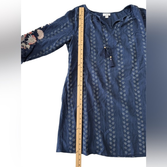J Jill Navy Blue Patterned Embroidered Dress in XL - Picture 6 of 7